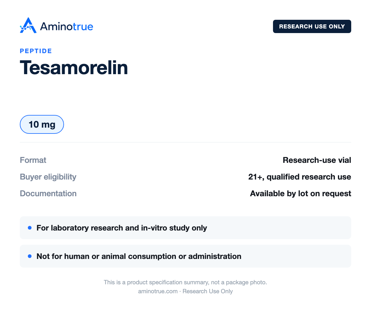 Product specification summary: vial size, research-use and buyer-eligibility details