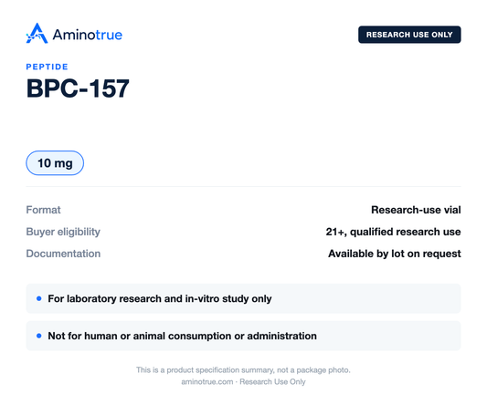 Product specification summary: vial size, research-use and buyer-eligibility details