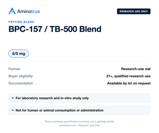 Product specification summary: vial size, research-use and buyer-eligibility details