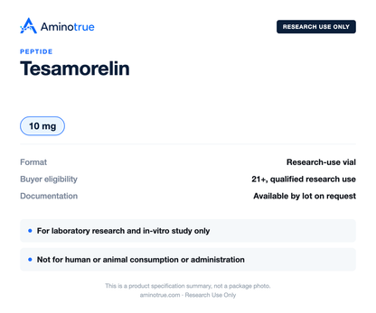 Product specification summary: vial size, research-use and buyer-eligibility details