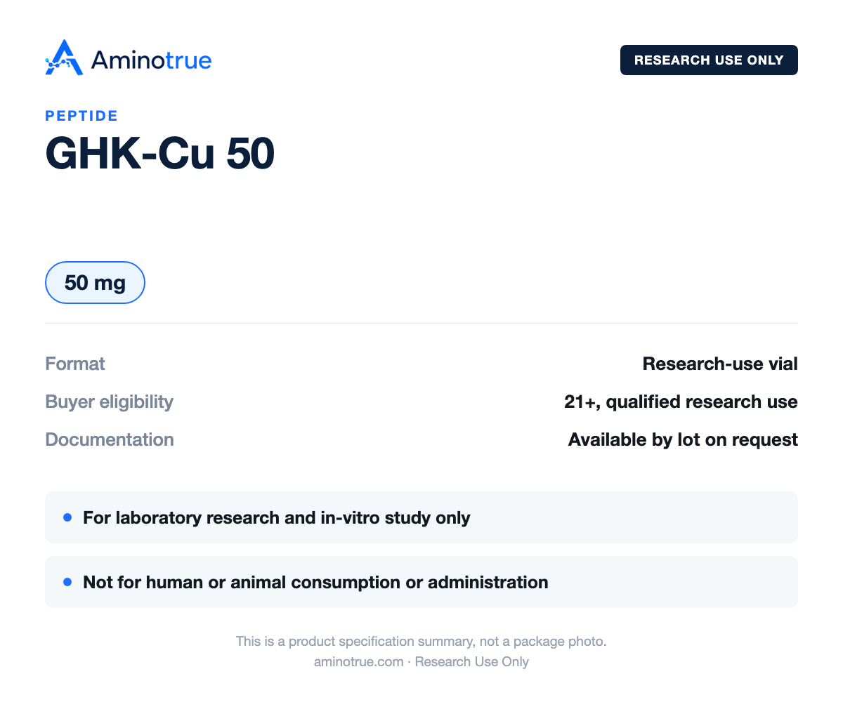 Product specification summary: vial size, research-use and buyer-eligibility details