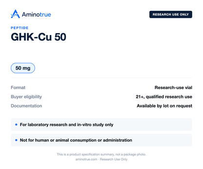 Product specification summary: vial size, research-use and buyer-eligibility details