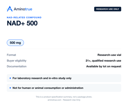 Product specification summary: vial size, research-use and buyer-eligibility details